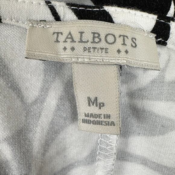 Talbots Graphic Botanical Jersey Maxi Dress Tropical Sleeveless Black White MP - Picture 9 of 11